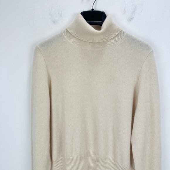 J.Crew Cashmere Shrunken Turtleneck Sweater Classic Cream Ivory Womens XL - Picture 4 of 11